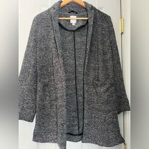 LC open front knit long blazer